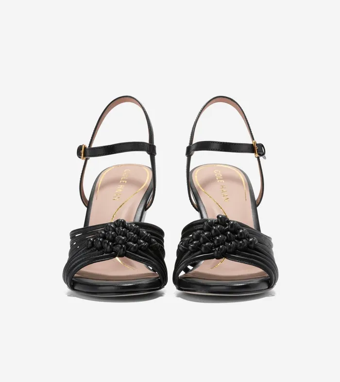 Women Jitney Knot Wedge Sandals Black Cole Haan Heels and Pumps