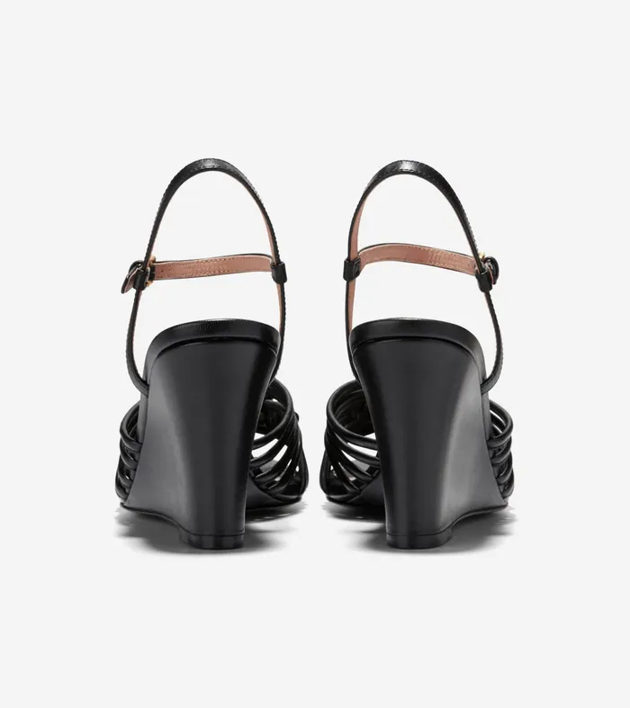 Women Jitney Knot Wedge Sandals Black Cole Haan Heels and Pumps