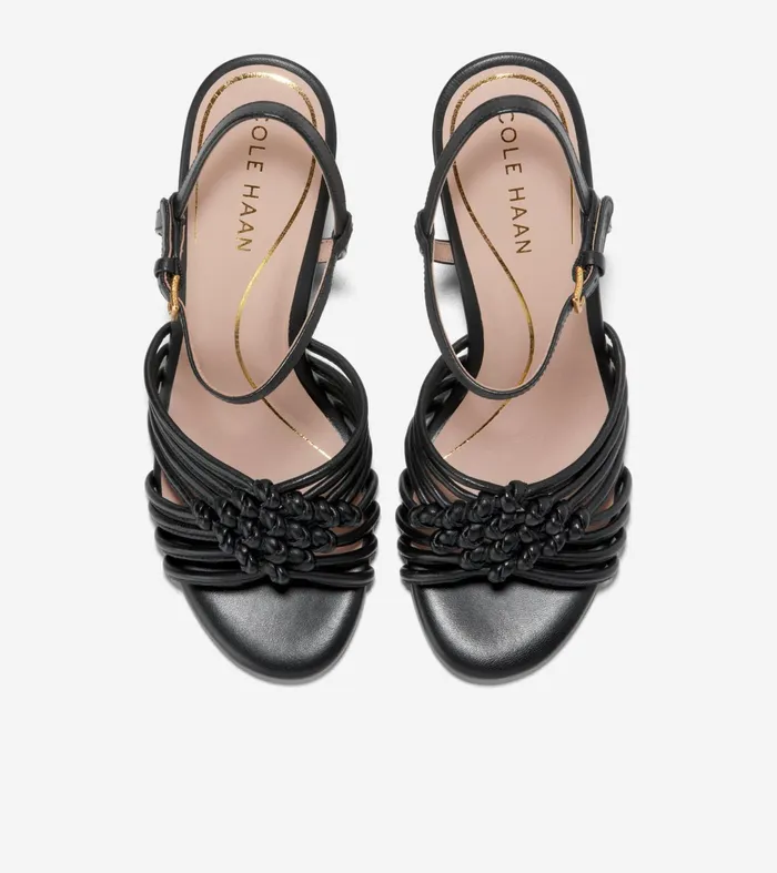 Women Jitney Knot Wedge Sandals Black Cole Haan Heels and Pumps