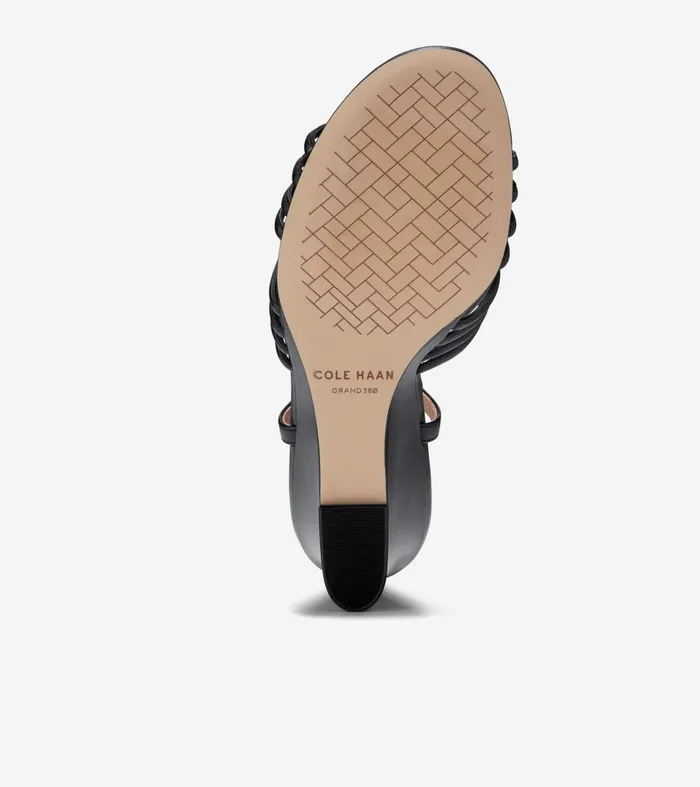 Women Jitney Knot Wedge Sandals Black Cole Haan Heels and Pumps