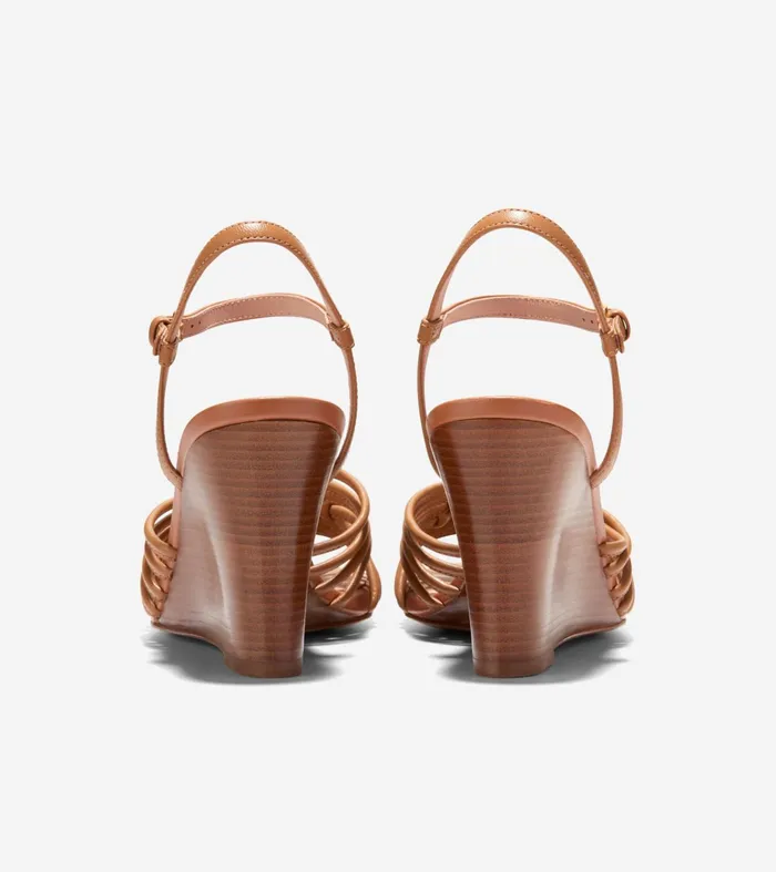 Women Jitney Knot Wedge Sandals Pecan Brown Cole Haan Heels and Pumps
