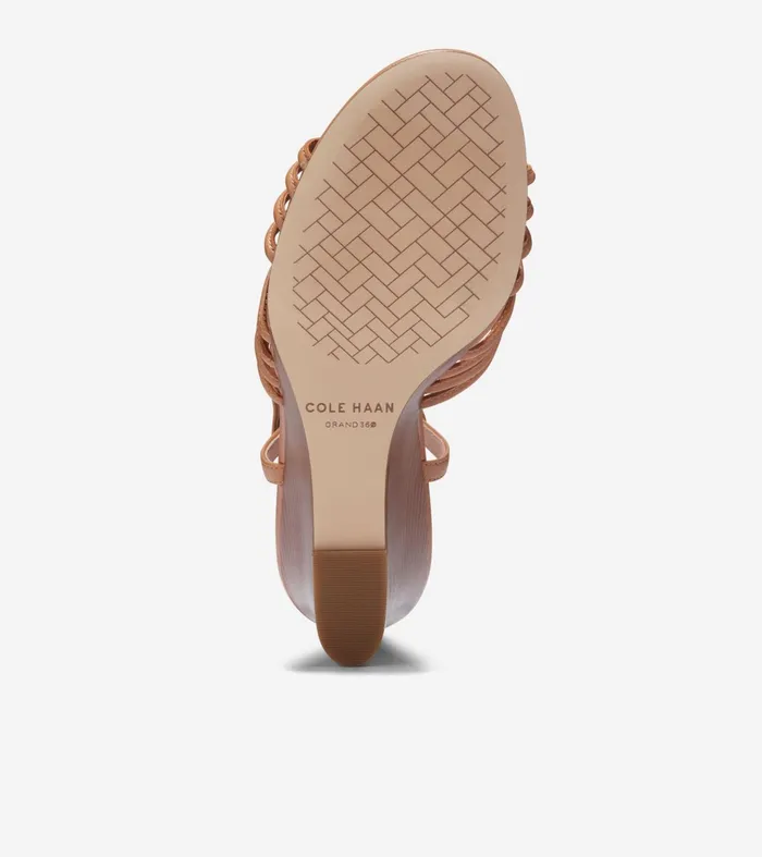Women Jitney Knot Wedge Sandals Pecan Brown Cole Haan Heels and Pumps