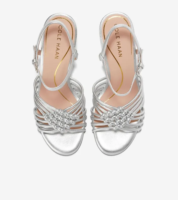 Women Jitney Knot Wedge Sandals Silver Cole Haan Heels and Pumps