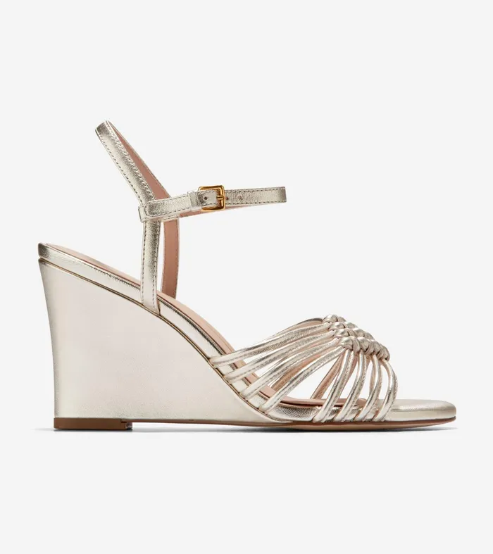 Women Jitney Knot Wedge Sandals Soft Gold Cole Haan Heels and Pumps