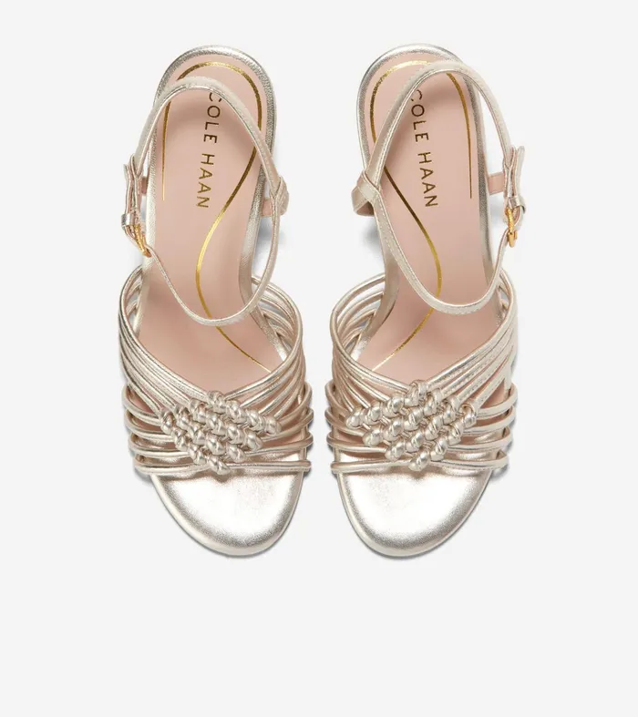 Women Jitney Knot Wedge Sandals Soft Gold Cole Haan Heels and Pumps