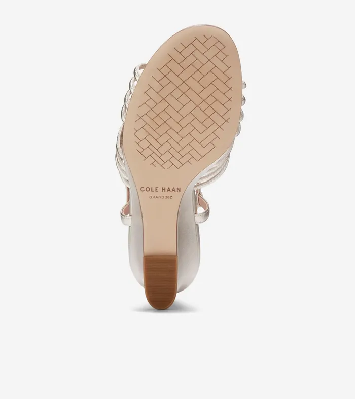 Women Jitney Knot Wedge Sandals Soft Gold Cole Haan Heels and Pumps
