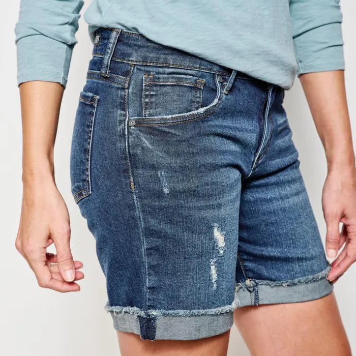 Women Kut From The Klothreg Catherine Boyfriend 7quot Shorts Med Indigo Midrise Orvis Shorts