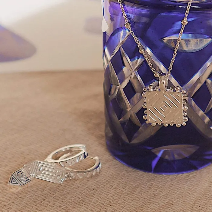 Women Layering Necklaces Daisy London Jewellery Artisan Square Necklace Sterling Silver
