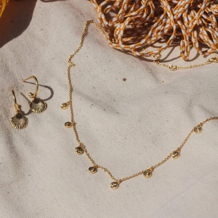 Women Layering Necklaces Daisy London Jewellery Isla Fossil Charm Necklace 18Ct Gold Plate