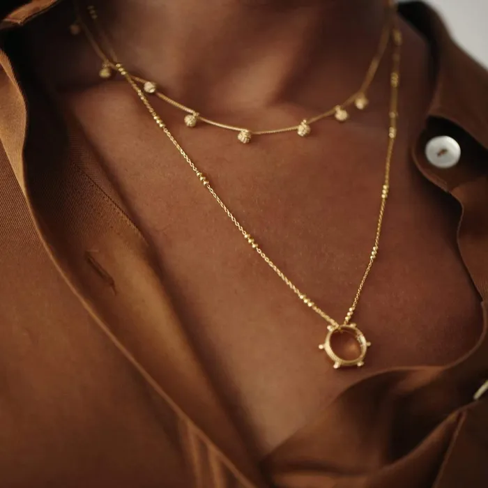 Women Layering Necklaces Daisy London Jewellery Stacked Beaded Eternity Necklace 18Ct Gold Plate