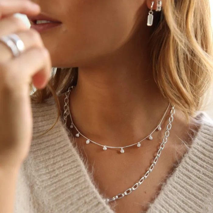 Women Layering Necklaces Daisy London Jewellery Stacked Knot Charm Necklace Sterling Silver