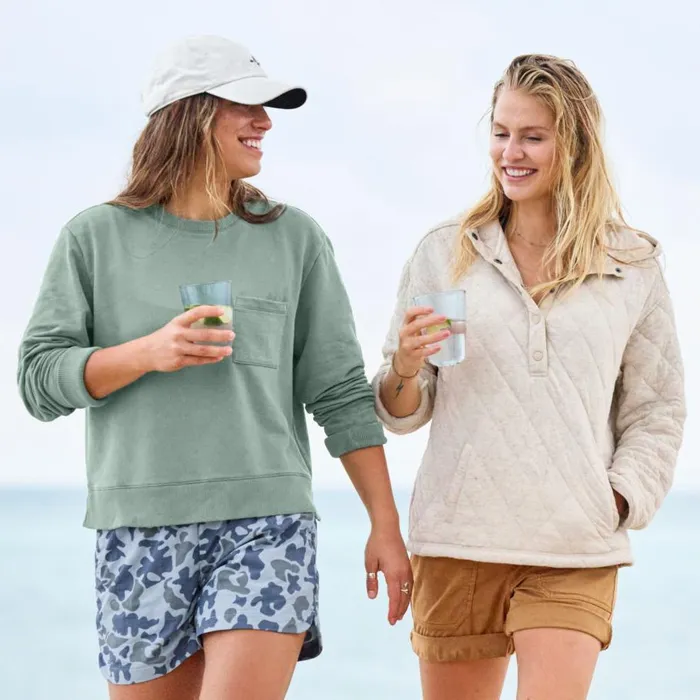 Women LivedIn Quilted Hoodie Oatmeal Orvis Sweatshirts