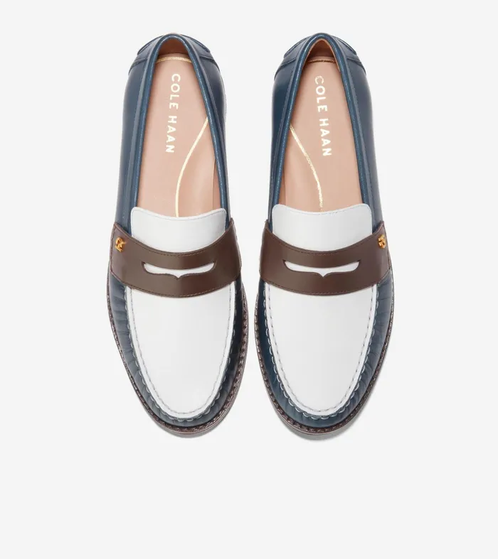 Women Lux Pinch Penny Loafers Ivorychocolateblue Wing Teal Cole Haan Loafers and Drivers