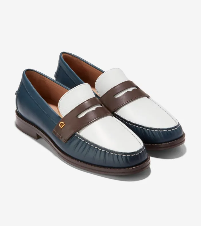 Women Lux Pinch Penny Loafers Ivorychocolateblue Wing Teal Cole Haan Loafers and Drivers