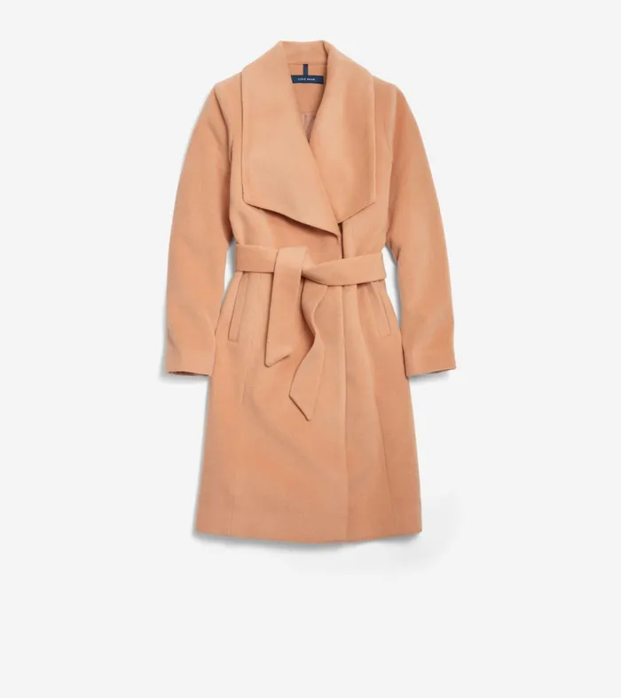 Women Luxe Maxi Wrap Coat Nude Cole Haan Wool Coats and Jackets