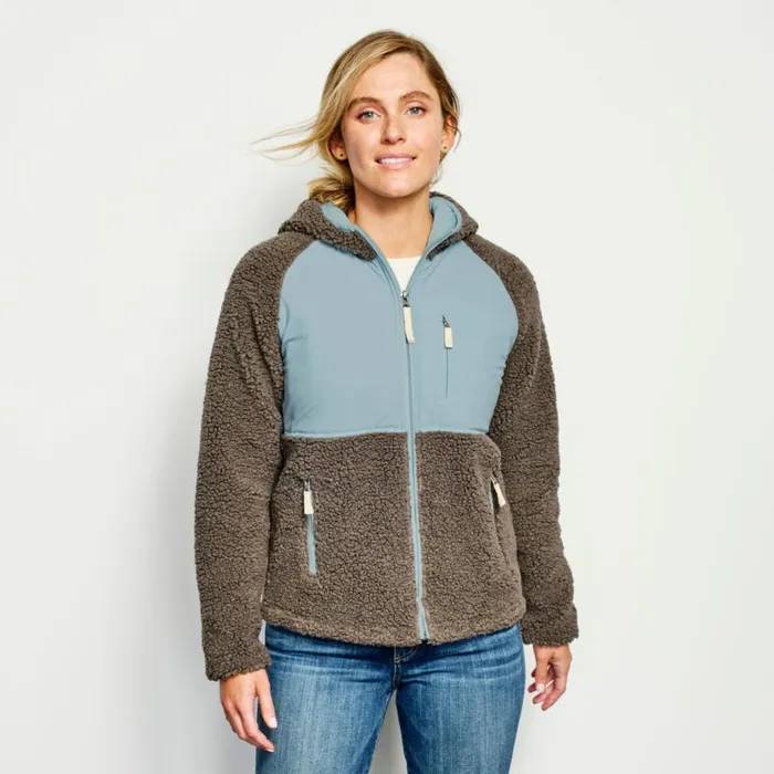Women Mad River Sherpa Hooded Jacket Mushroom Orvis Fleece
