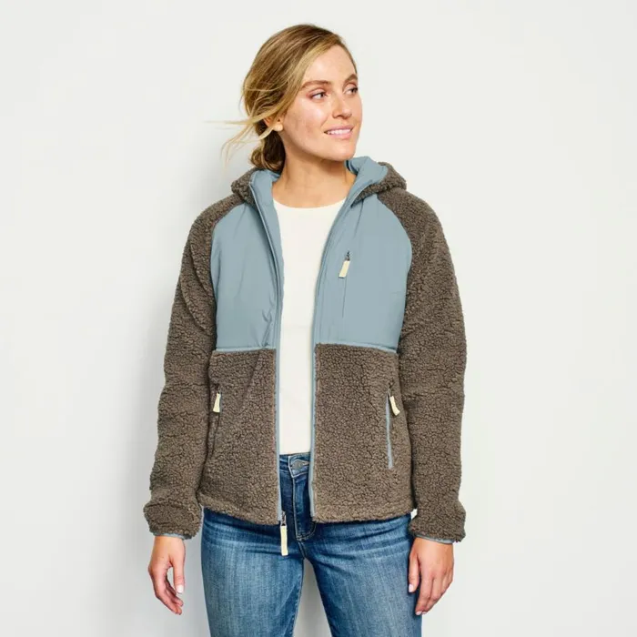 Women Mad River Sherpa Hooded Jacket Mushroom Orvis Fleece