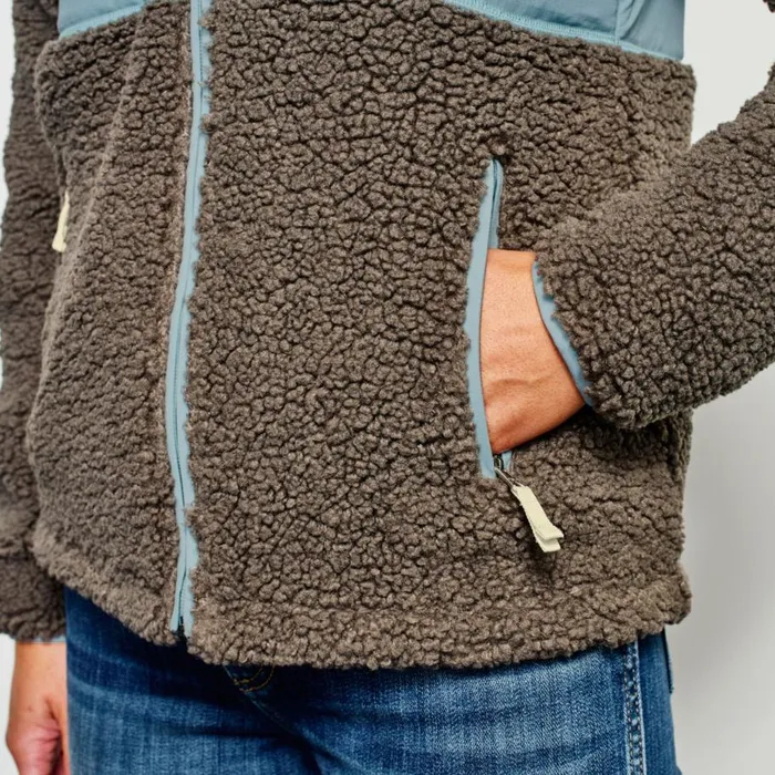 Women Mad River Sherpa Hooded Jacket Mushroom Orvis Fleece