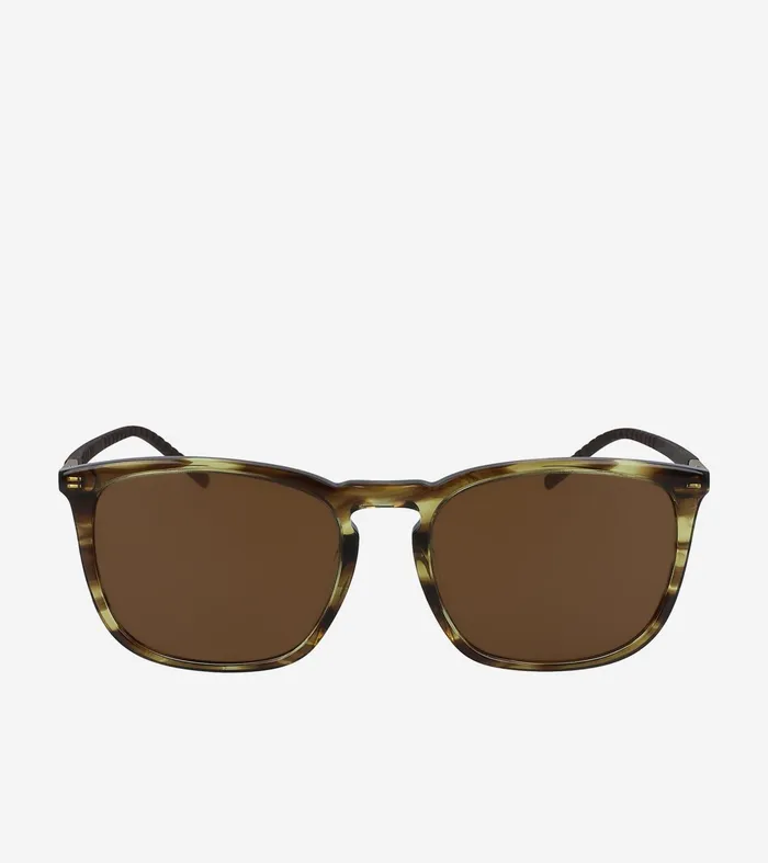 WomenMen Rectangle Flex HornRimmed Sunglasses Blonde Horn Cole Haan Sunglasses
