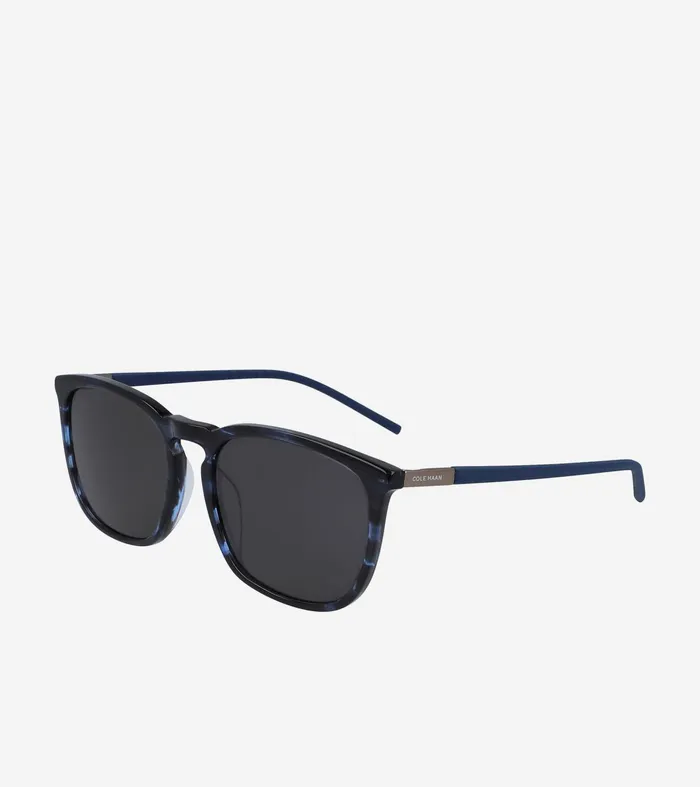 WomenMen Rectangle Flex HornRimmed Sunglasses Blue Horn Cole Haan Sunglasses