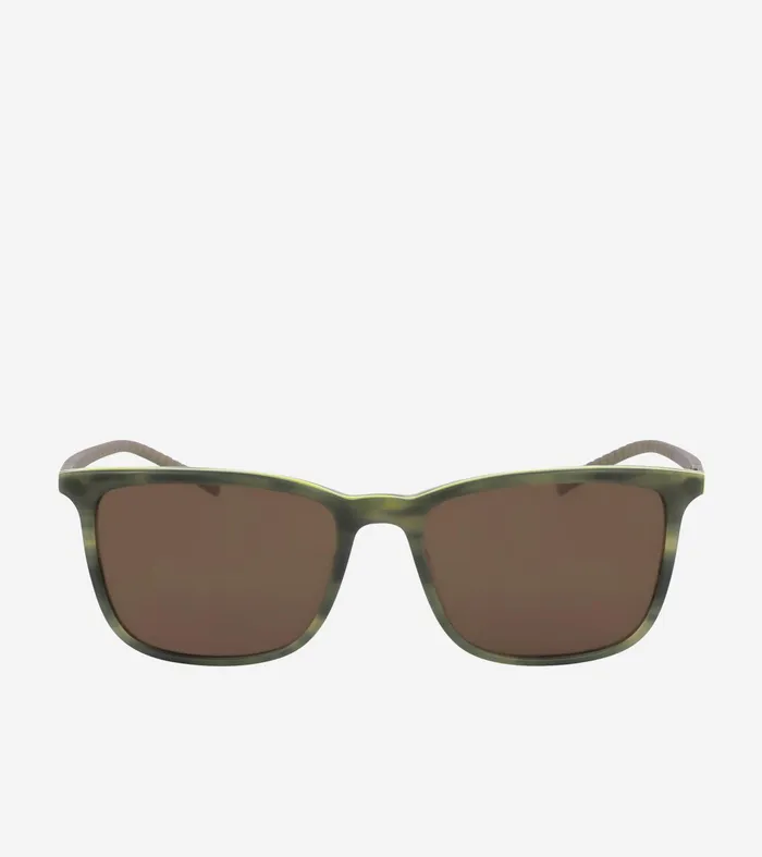 WomenMen Rectangle Flex HornRimmed Sunglasses Olive Horn Cole Haan Sunglasses