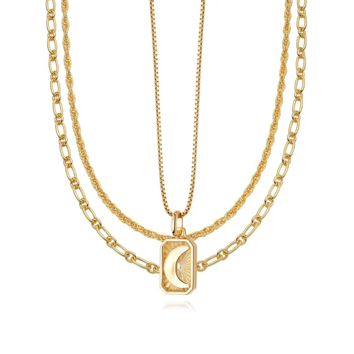 Women Necklace Layering Sets Daisy London Jewellery Golden Goddess Luna Necklace Layering Set Women Necklace Layering Sets Daisy London Jewellery Golden Goddess Luna Necklace Layering Set