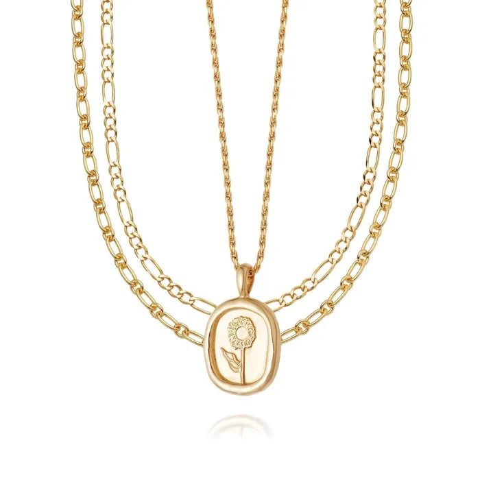 Women Necklace Layering Sets Daisy London Jewellery Golden Sunflower Necklace Layering Set Women Necklace Layering Sets Daisy London Jewellery Golden Sunflower Necklace Layering Set