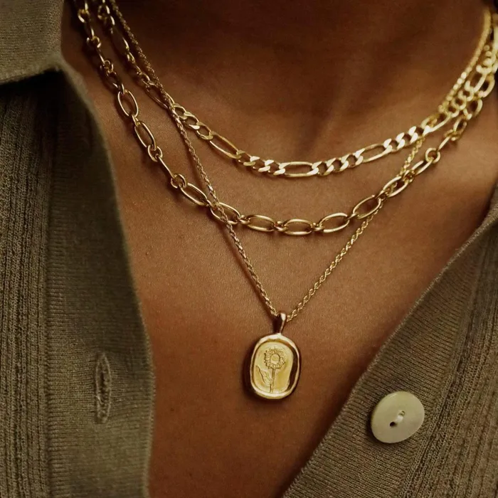 Women Necklace Layering Sets Daisy London Jewellery Golden Sunflower Necklace Layering Set