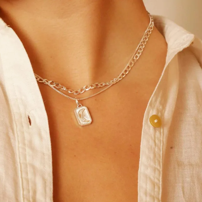 Women Necklace Layering Sets Daisy London Jewellery Luna Curb Necklace Layering Set
