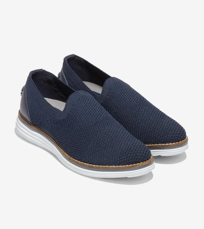 Women Original Grand Cloudfeel Meridian Loafer Navy Knitoptic White Cole Haan Loafers and Drivers