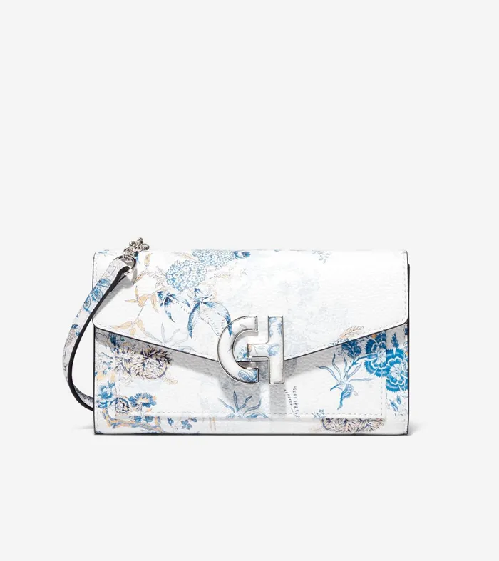 Women Oversized Closure Phone Case Blue Toile Pheasant Print Cole Haan Wallets and Wristlets Women Oversized Closure Phone Case Blue Toile Pheasant Print Cole Haan Wallets and Wristlets