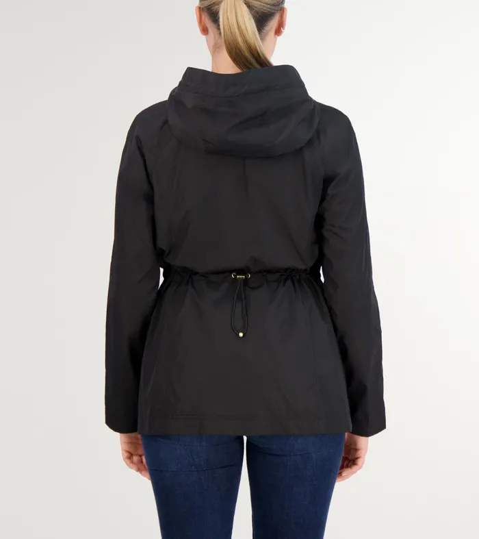 Women Packable Travel Rain Anorak Black Cole Haan Outerwear