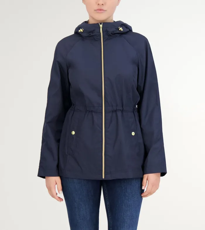 Women Packable Travel Rain Anorak Indigo Blue Cole Haan Outerwear