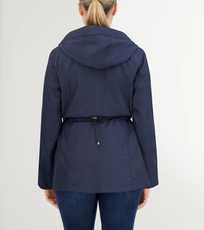 Women Packable Travel Rain Anorak Indigo Blue Cole Haan Outerwear