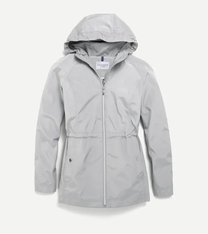 Women Packable Travel Rain Anorak Pearl Gray Cole Haan Outerwear