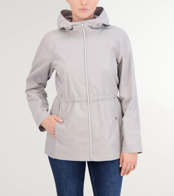 Women Packable Travel Rain Anorak Pearl Gray Cole Haan Outerwear