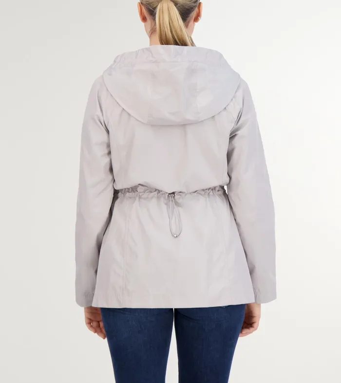 Women Packable Travel Rain Anorak Pearl Gray Cole Haan Outerwear
