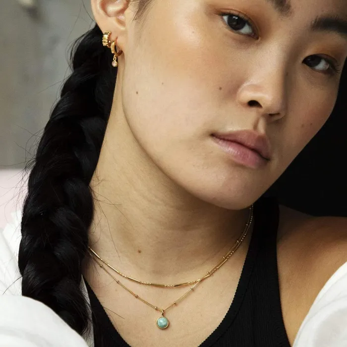Women Pendant Necklaces Daisy London Jewellery Amazonite Healing Stone Necklace 18Ct Gold Plate