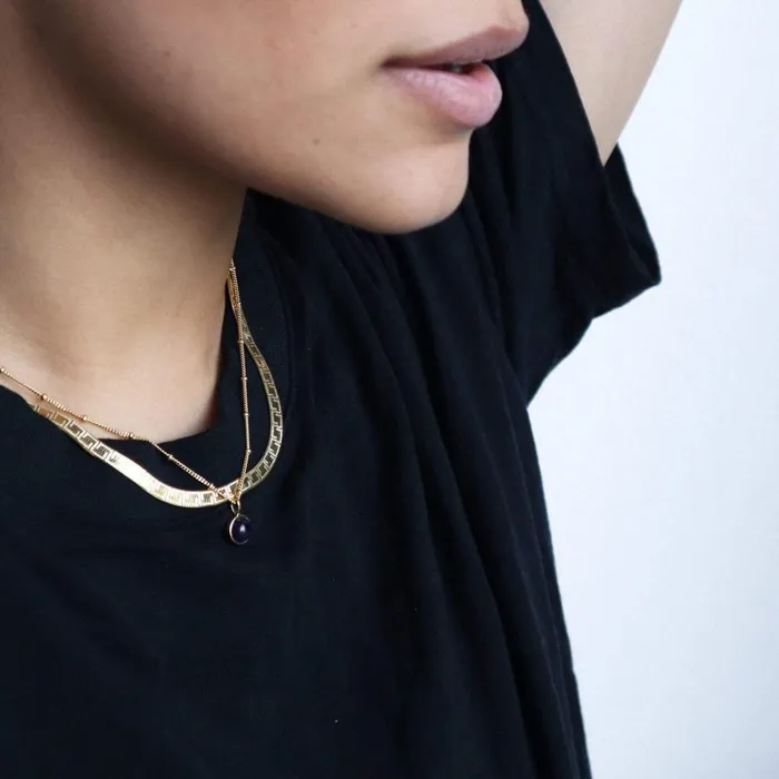 Women Pendant Necklaces Daisy London Jewellery Amethyst Healing Stone Necklace 18Ct Gold Plate