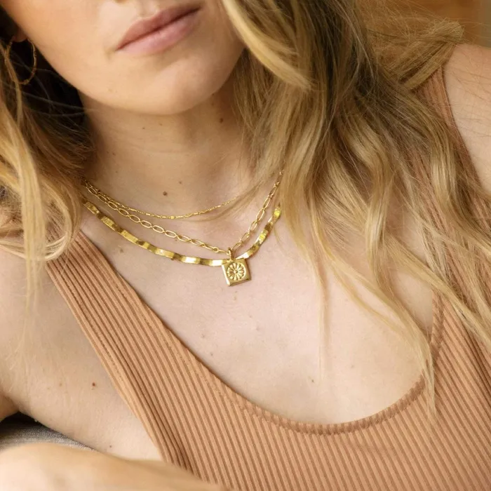 Women Pendant Necklaces Daisy London Jewellery Daisy Bloom Medallion Necklace 18ct Gold Plate