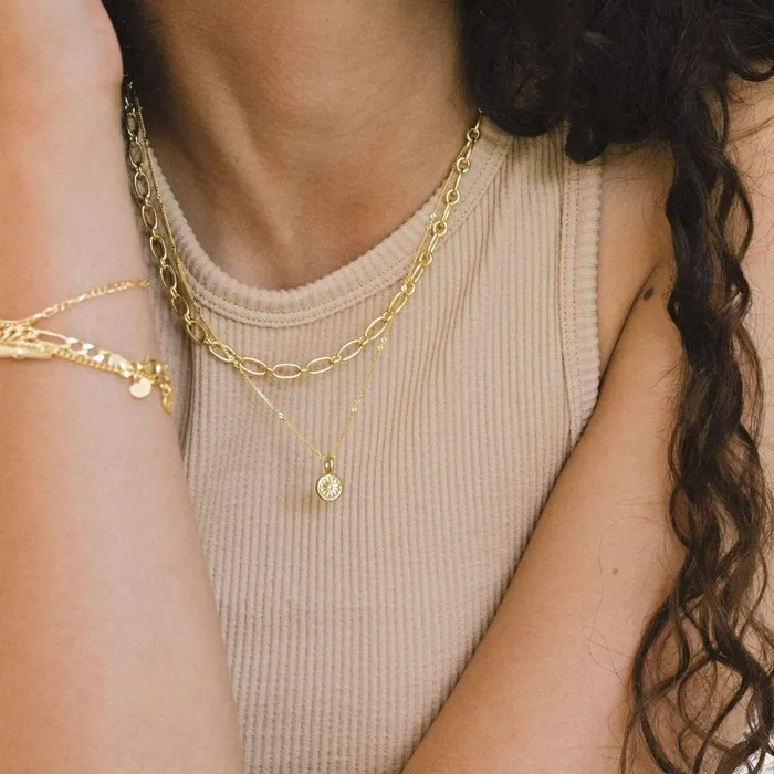 Women Pendant Necklaces Daisy London Jewellery Daisy Bloom Mini Pendant Necklace 18ct Gold Plate