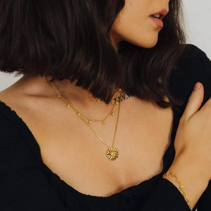 Women Pendant Necklaces Daisy London Jewellery English Daisy Necklace 18ct Gold Plate