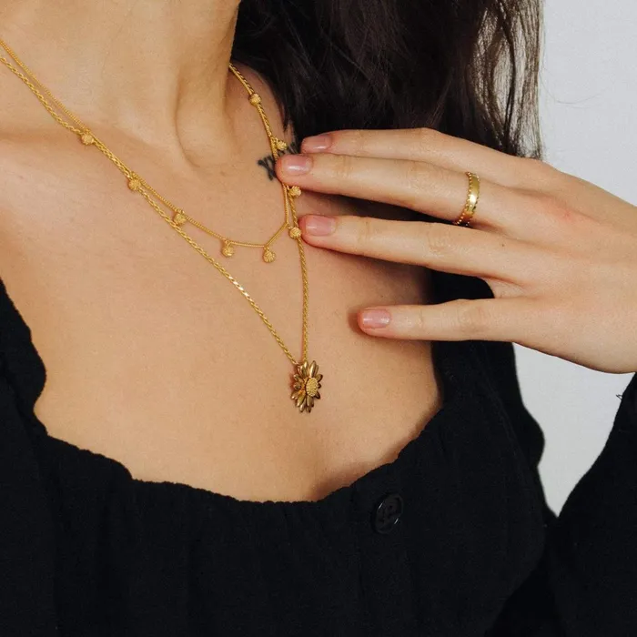 Women Pendant Necklaces Daisy London Jewellery English Daisy Necklace 18ct Gold Plate