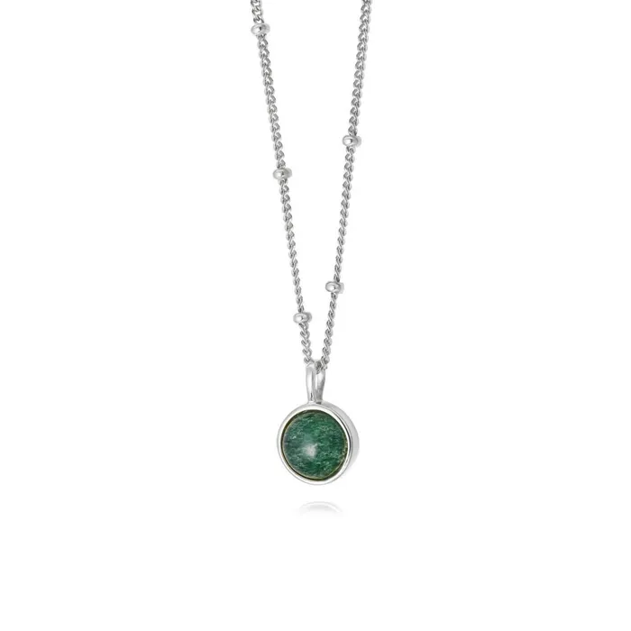 Women Pendant Necklaces Daisy London Jewellery Green Aventurine Healing Stone Necklace Silver Women Pendant Necklaces Daisy London Jewellery Green Aventurine Healing Stone Necklace Silver