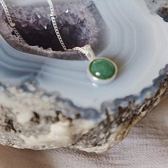 Women Pendant Necklaces Daisy London Jewellery Green Aventurine Healing Stone Necklace Silver