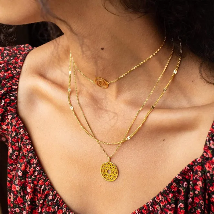 Women Pendant Necklaces Daisy London Jewellery Heart Chakra Necklace 18Ct Gold Plate