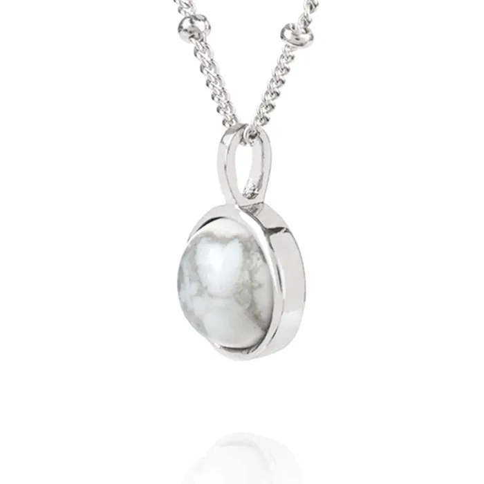 Women Pendant Necklaces Daisy London Jewellery Howlite Healing Stone Necklace Silver