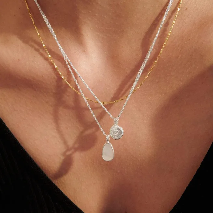 Women Pendant Necklaces Daisy London Jewellery Isla Sundial Shell Necklace Sterling Silver