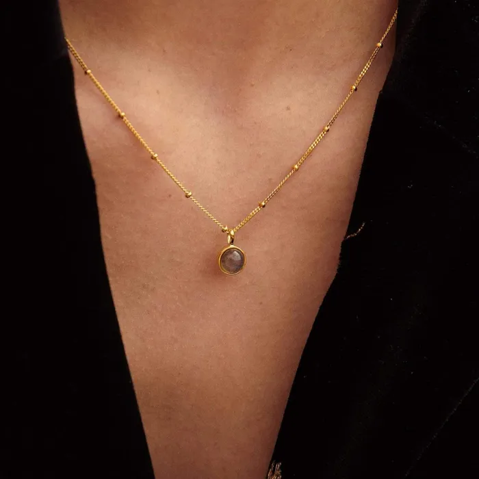 Women Pendant Necklaces Daisy London Jewellery Labradorite Healing Stone Necklace 18Ct Gold Plate