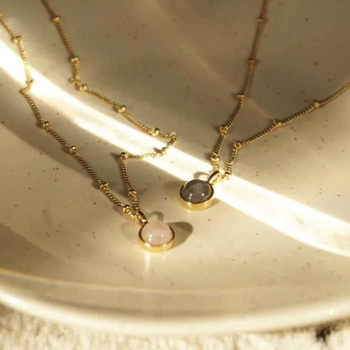 Women Pendant Necklaces Daisy London Jewellery Labradorite Healing Stone Necklace 18Ct Gold Plate